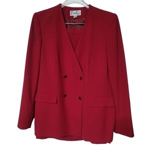 Emily Red 2Pc Double Breasted Blazer‎ Skirt Set Corpcore Office Women's Size 14